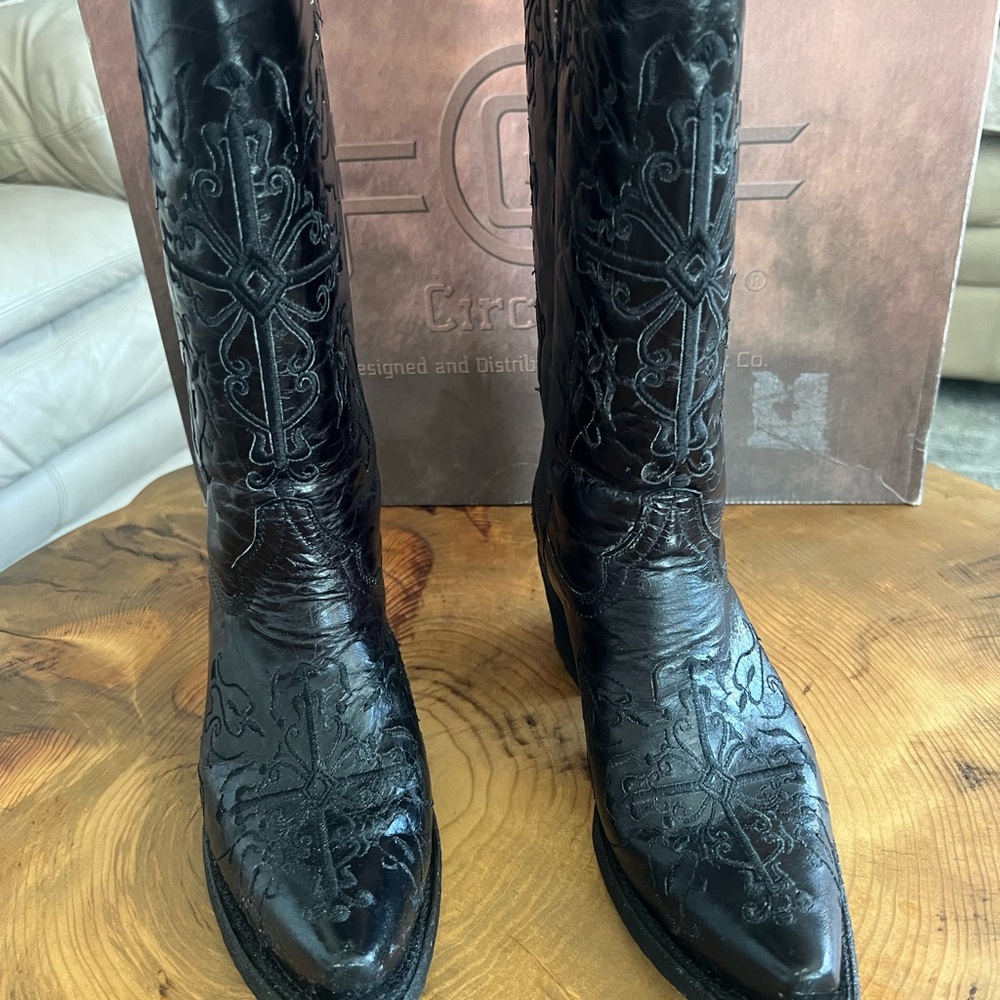 Circle G Black Leather Western Boots